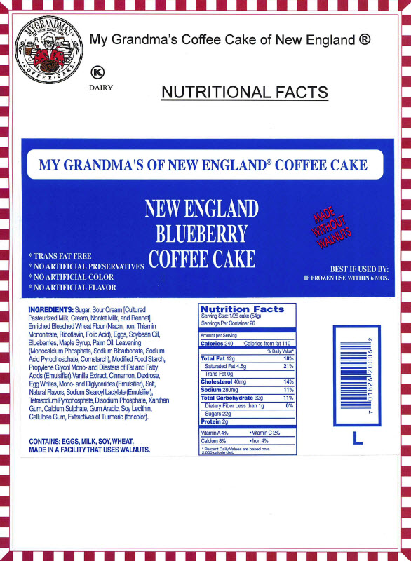 Large New England Blueberry Coffee Cake