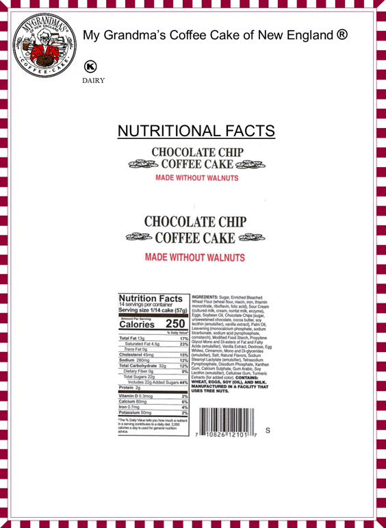 Small Chocolate Chip Coffee Cake No Nuts