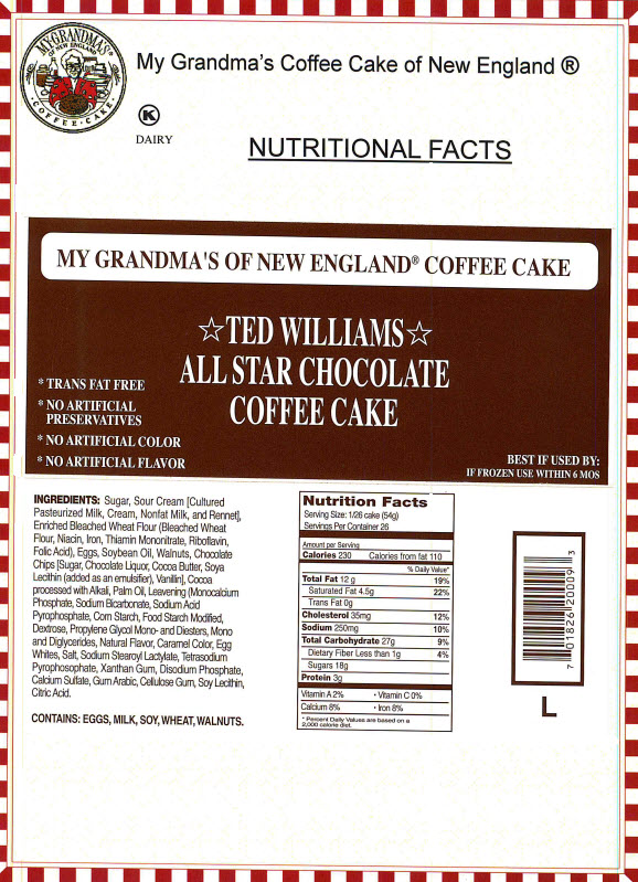 Large Ted Williams Chocolate Coffee Cake