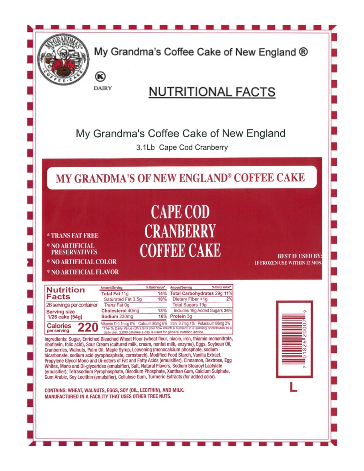 Large Cape Cod Cranberry Coffee Cake