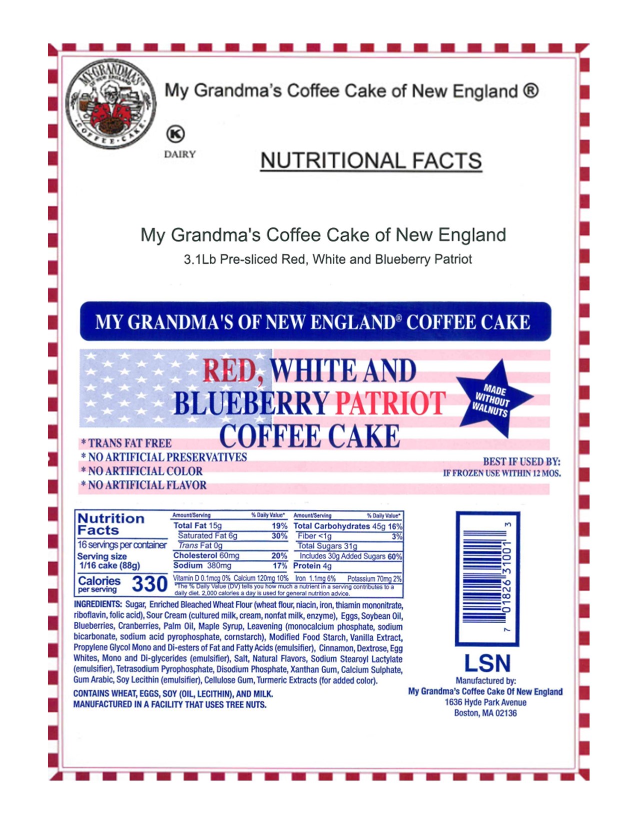 Large Patriot Coffee Cake